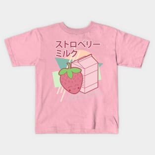 Kawaii Strawberry Milk Japanese 90s Retro Style Kids T-Shirt